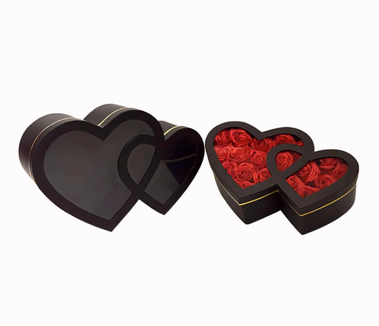 Window Double Heart Box - Black