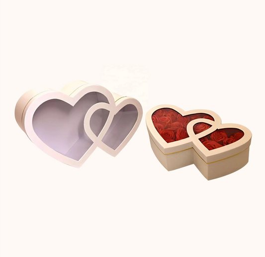 Window Double Heart Box - White