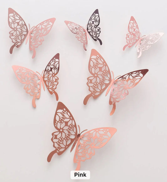 Rose Gold Butterflies 12 Pack